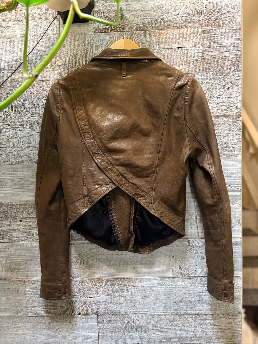 Mackage | Crossover Back Asymmetrical Leather Moto Jacket - Women's S, Cognac